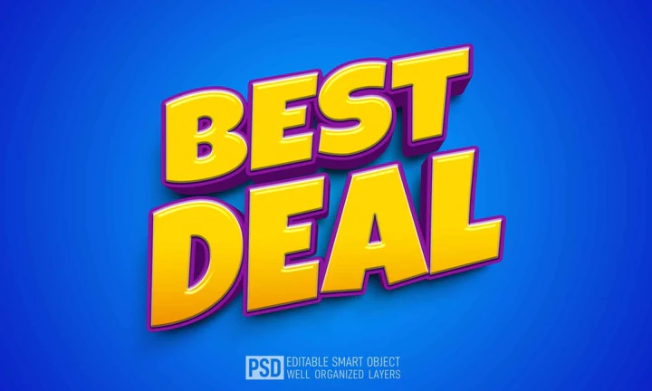 
									3D Best Promotional Deal Font Effect PSD Template