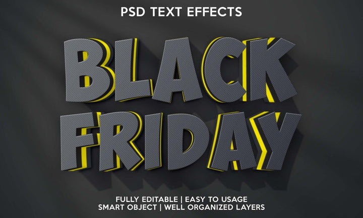 
									3D Black Friday Yellow Highlight Font Effect PSD Template