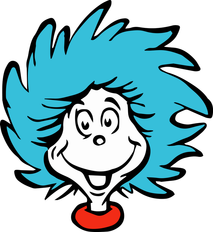 
									Blue Haired Cartoon Character Smiling SVG