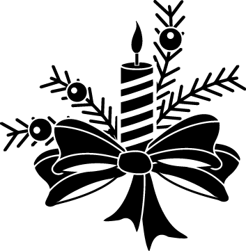 
									Christmas Candle with Bow and Holly Decoration SVG