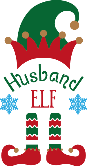 Christmas Husband Elf with Snowflakes SVG