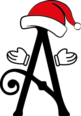 
									Christmas Letter A with Santa Hat and Mittens Vector SVG