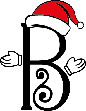 
									Christmas Letter B with Santa Hat and Mittens Vector SVG