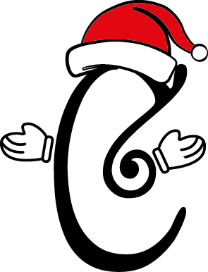 
									Christmas Letter C with Santa Hat and Mittens Vector SVG