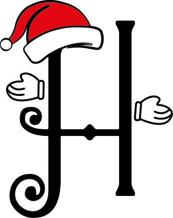 
									Christmas Letter H with Santa Hat and Mittens Vector SVG