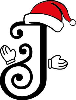 
									Christmas Letter J with Santa Hat and Mittens Vector SVG