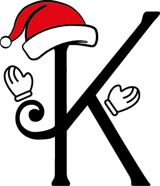 
									Christmas Letter K with Santa Hat and Mittens Vector SVG