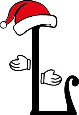 
									Christmas Letter L with Santa Hat and Mittens Vector SVG