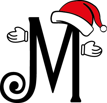 
									Christmas Letter M with Santa Hat and Mittens Vector SVG