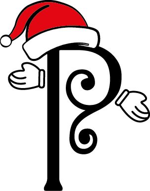 
									Christmas Letter P with Santa Hat and Mittens Vector SVG