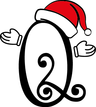 
									Christmas Letter Q with Santa Hat and Mittens Vector SVG