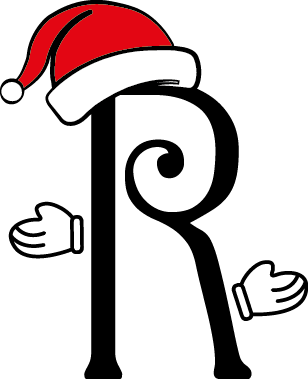 
									Christmas Letter R with Santa Hat and Mittens Vector SVG