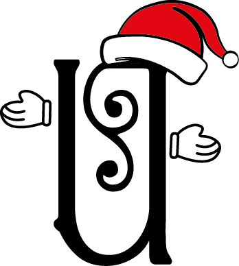 
									Christmas Letter U with Santa Hat and Mittens Vector SVG