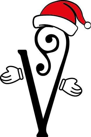 
									Christmas Letter V with Santa Hat and Mittens Vector SVG