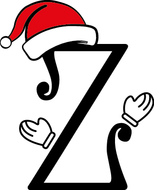 
									Christmas Letter Z with Santa Hat and Mittens Vector SVG