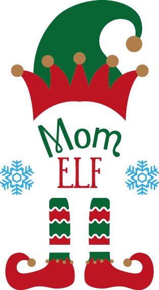 
									Christmas Mom Elf with Snowflakes SVG