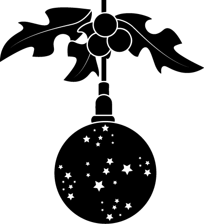 
									Christmas Ornament with Holly and Stars SVG