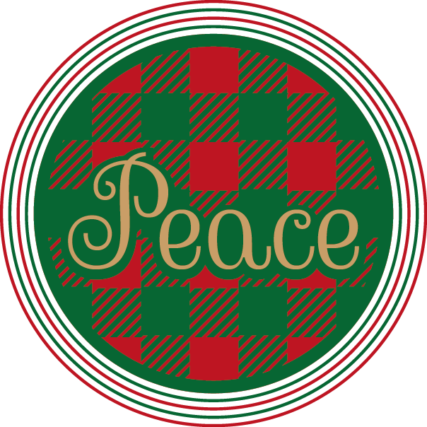 
									Christmas Peace Plaid Circle SVG