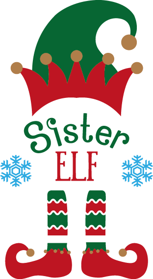 
									Christmas Sister Elf with Snowflakes SVG