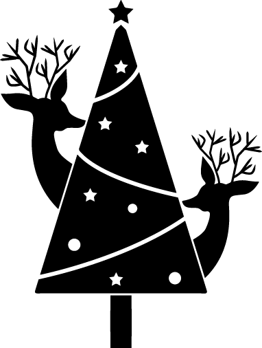 Christmas Tree with Reindeer Silhouette SVG