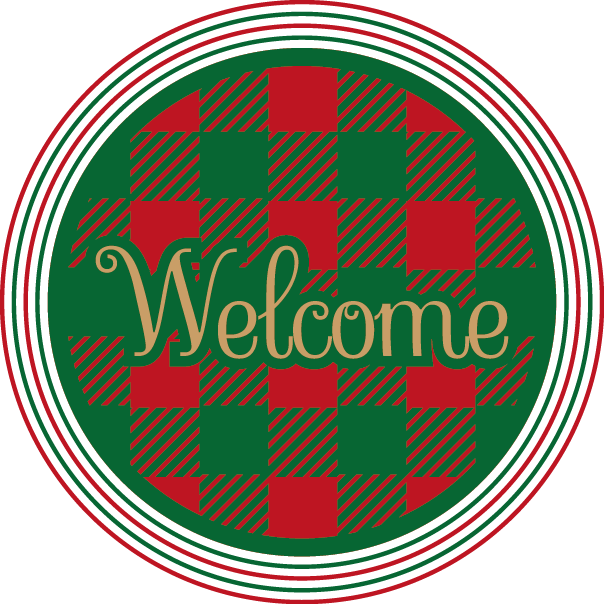 
									Christmas Welcome Plaid Circle SVG