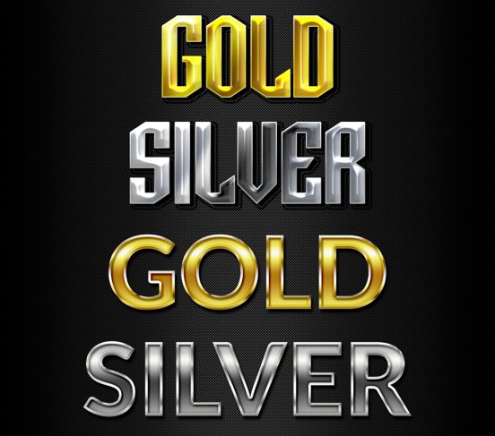 
									Gold & Silver Metallic Font Effect PSD Template