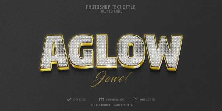 
									Golden Aglow jewel Font Effect PSD Template