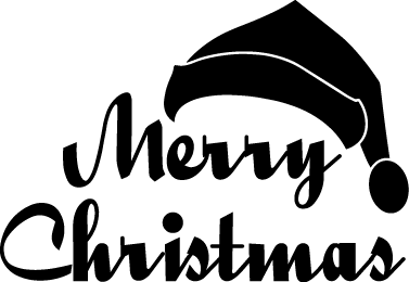 Merry Christmas Greeting with Santa Hat SVG