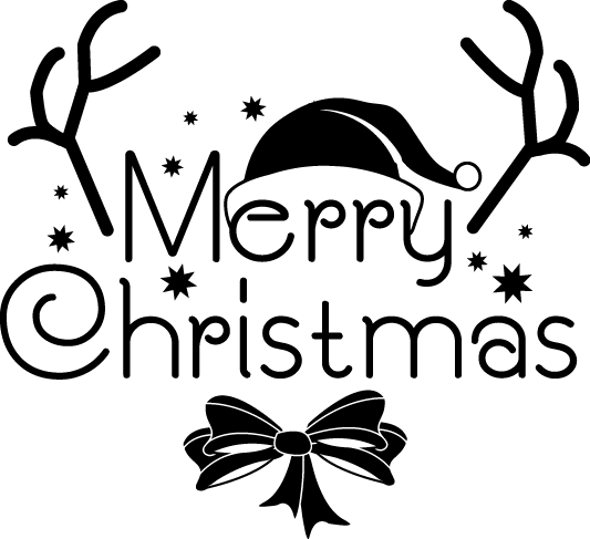 
									Merry Christmas SVG with Reindeer Antlers and Bow