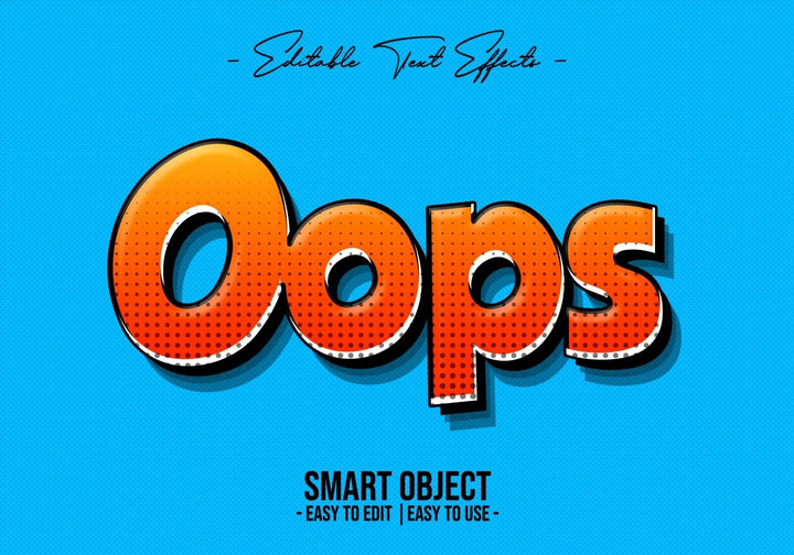 
									Oops Comic Font Effect PSD Template