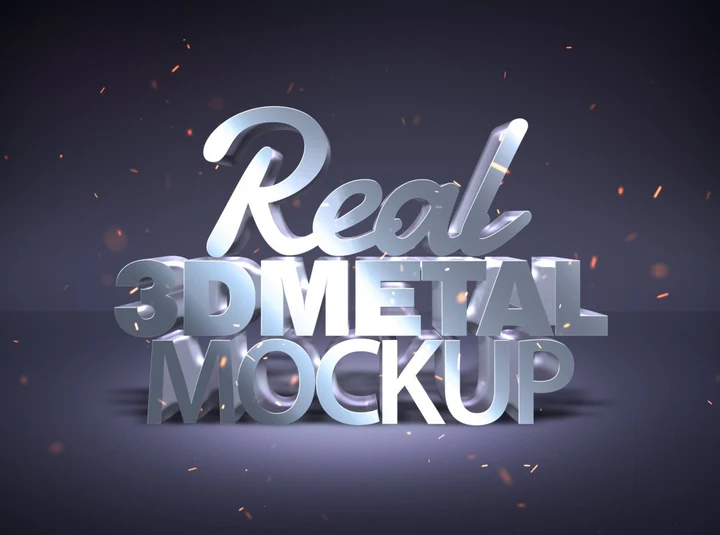 
									Real 3D Metal Mockup Purple Font Effect PSD Template