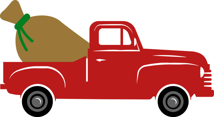 
									Red Truck With Christmas Santa Bag SVG