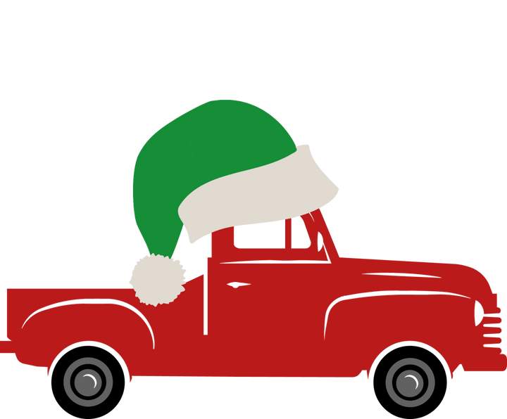 
									Red Truck With Christmas Santa Hat SVG