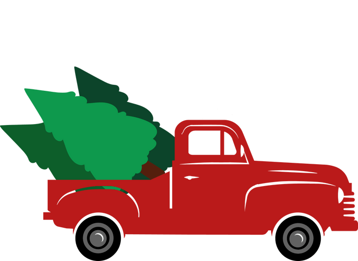 
									Red Truck With Christmas Three Trees SVG