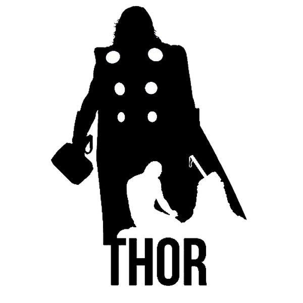 
									Thor Silhouette With Mjolnir Vector SVG