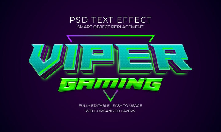 
									Viper Gaming 3D Logo Kit Font Effect PSD Template