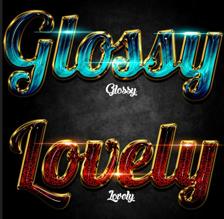 
									12 Gloosy Layer Styles Font Effect PSD Template