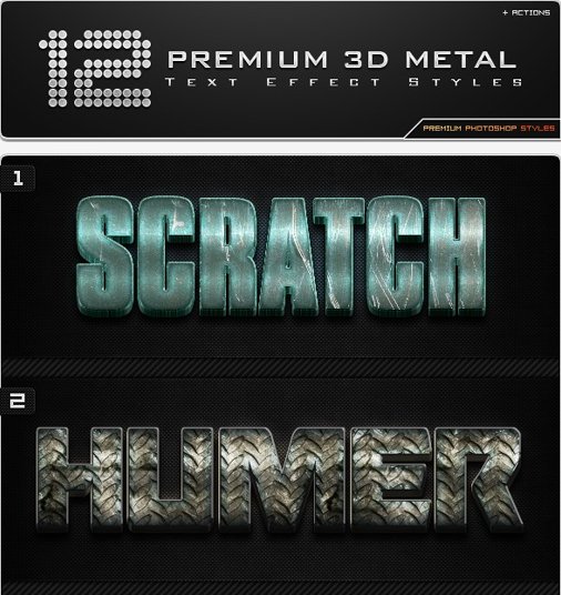 
									12 Premium 3D Metal Styles Font Effect + Action PSD Template