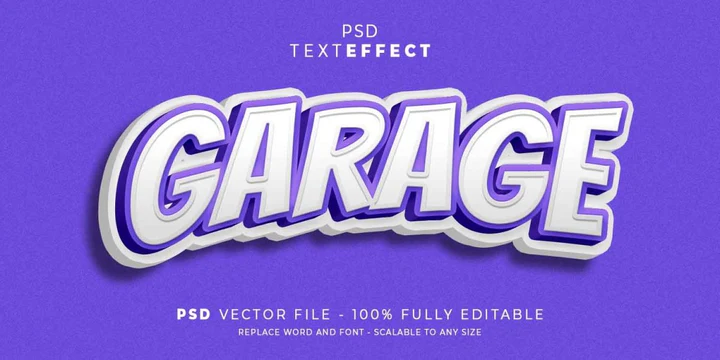 
									3D Garage Typography Font Effect PSD Template