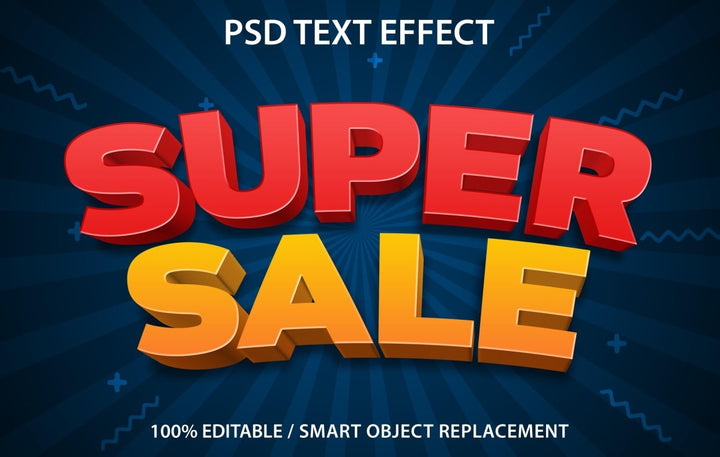 
									3D Zigzag Super sale Font Effect PSD Template