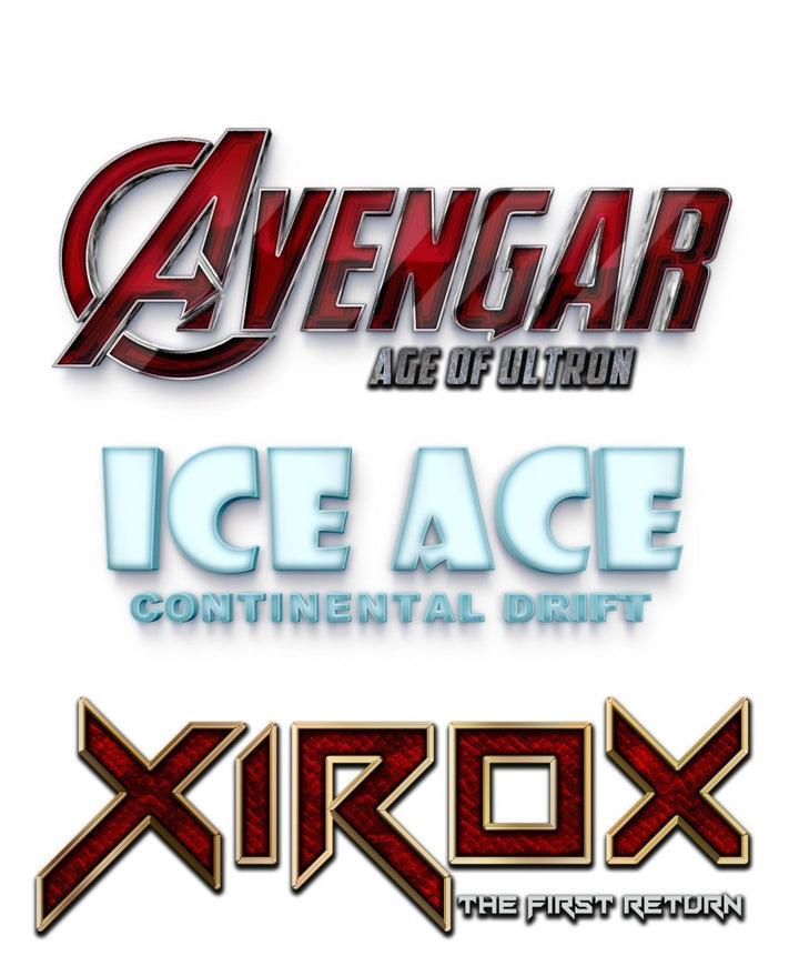 
									Avenger, ice Ace & Xirox Cinematic Font Effect PSD Template