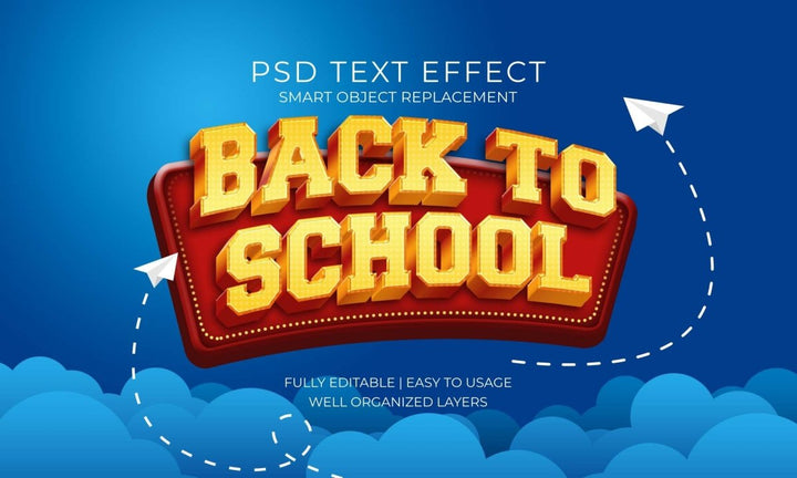 Back To School Marquee Sky Font Effect PSD Template