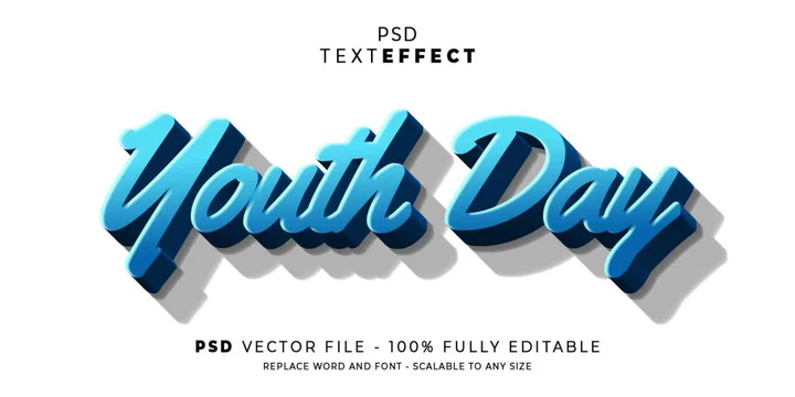 
									Blue Gradient Youth Day Font Effect PSD Template