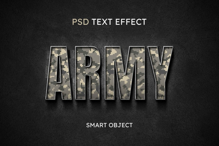 
									Camouflage Army Font Effect PSD Template