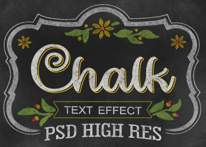 
									Chalkboard Floral Font Effect PSD Template