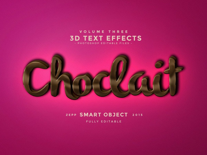 
									Chocolate Gloss 3D Font Effect PSD Template