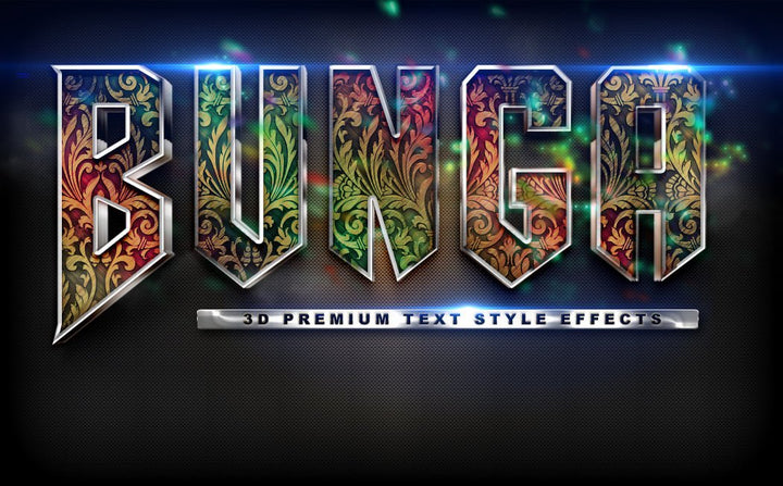 
									Colorful BUNGA Extrusion Font Effect PSD Template