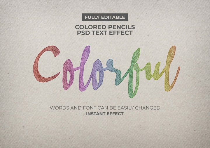 Colorful Pencil Panorama Font Effect PSD Template