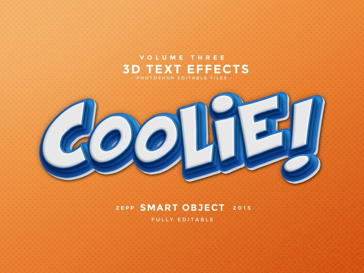 
									Coolie Blue & White 3D Font Effect PSD Template