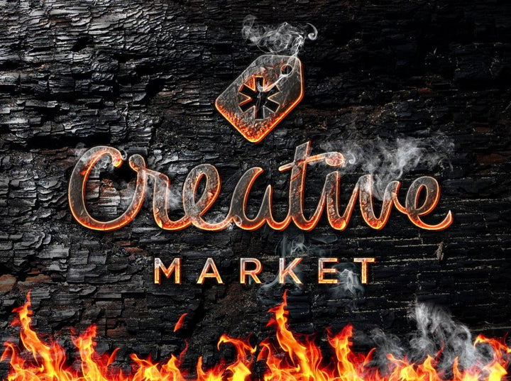 
									Creative Market With Burning Font Effect PSD Template